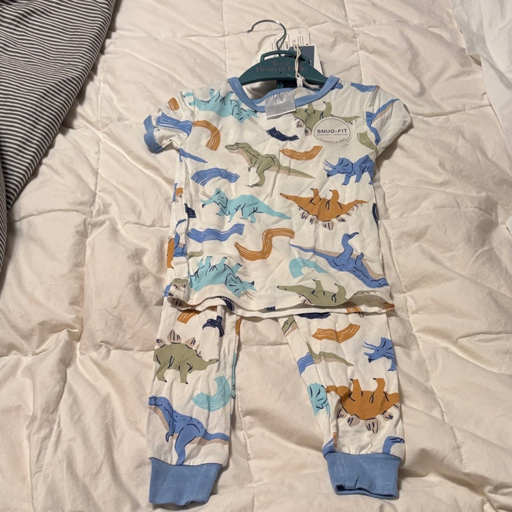Kids Pajamas - Blue and Orange Dinosaur Print